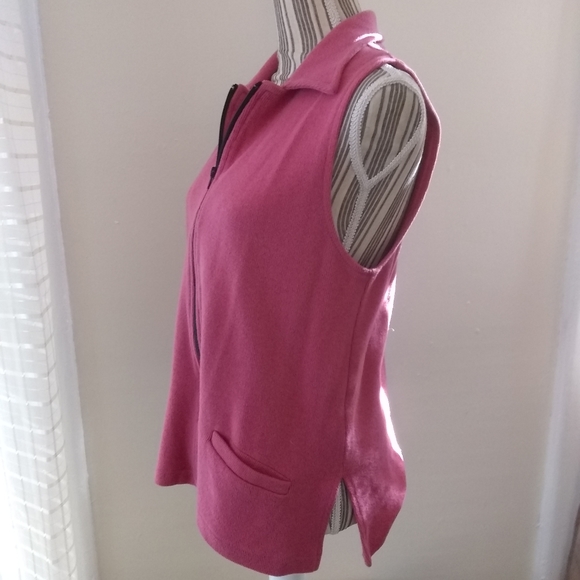 F.H Clothing Salmon Full Zip Cotton Ribbed Vest w Pockets Made in The USA - Picture 2 of 6